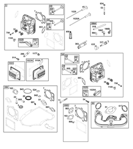Cylinder Head Group Diagram and Parts List for 44U777-0015-G1 400000 - 699999 Briggs and Stratton Engine